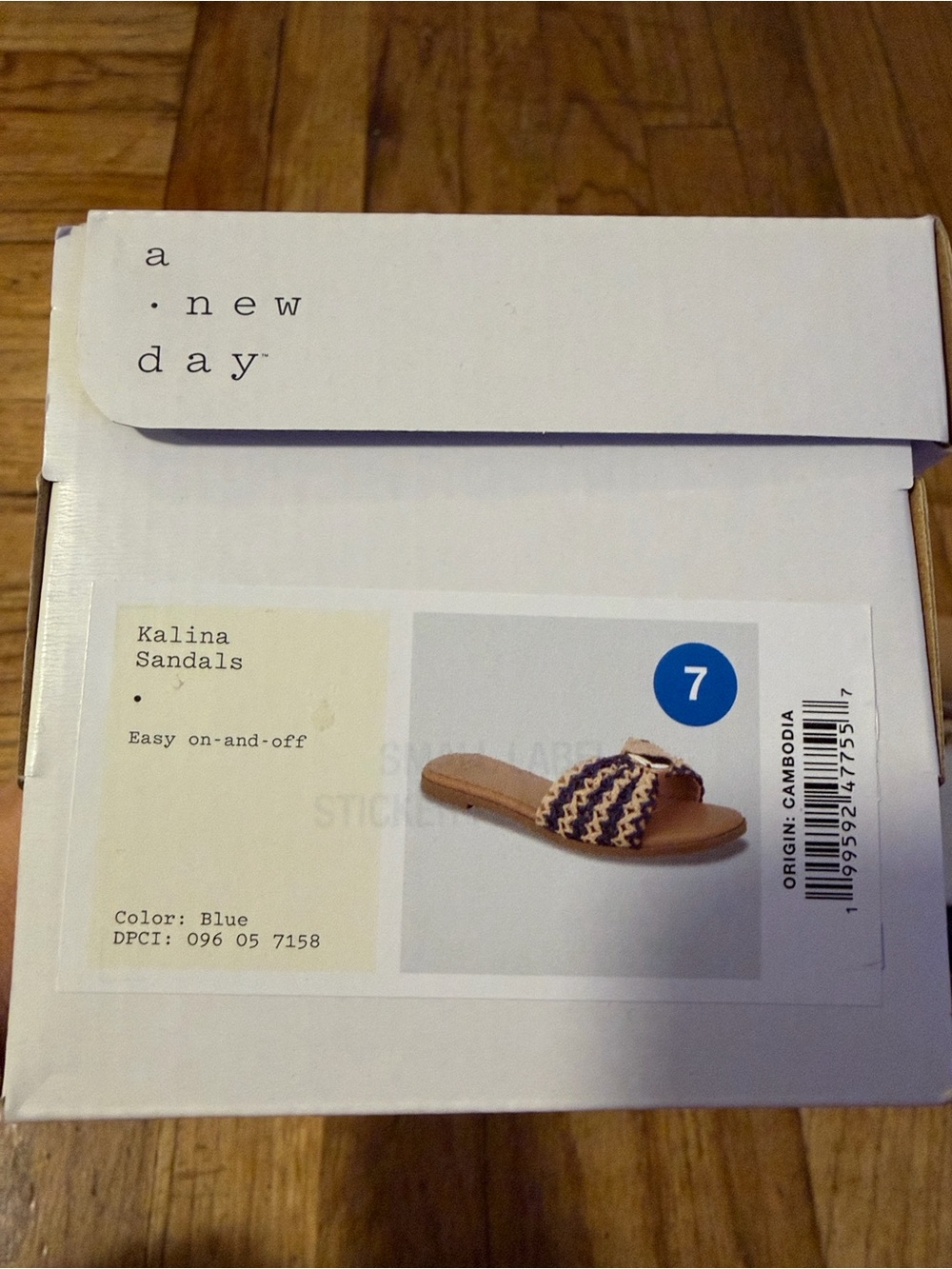 a new day Blue and tan Woven Slide Sandals with Tan Footbed